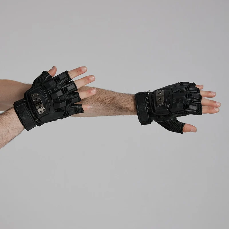 Cyberpunk Spike Mesh Shell-Handschuhe für Herren