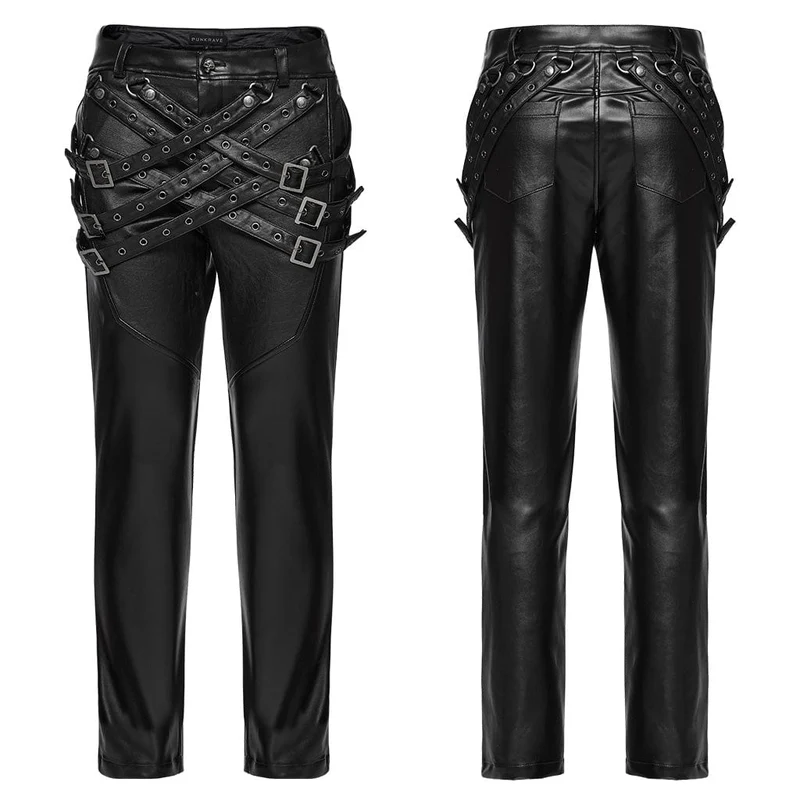 Herrenhose mit Punk-Ösen und Riemen zum Anschnallen