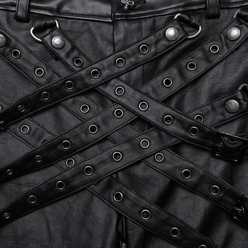 Herrenhose mit Punk-Ösen und Riemen zum Anschnallen