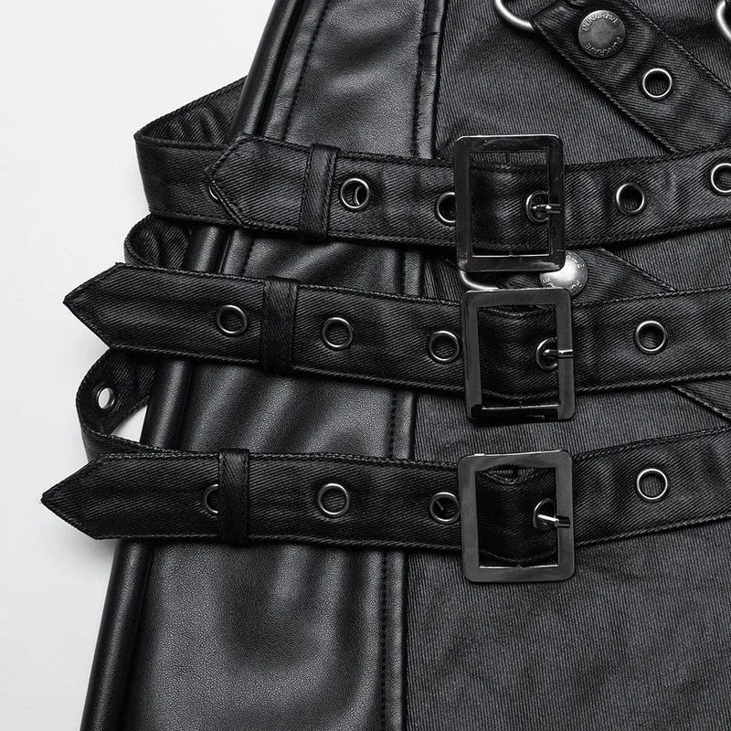 Herrenhose mit Punk-Ösen und Riemen zum Anschnallen