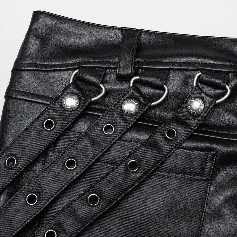 Herrenhose mit Punk-Ösen und Riemen zum Anschnallen