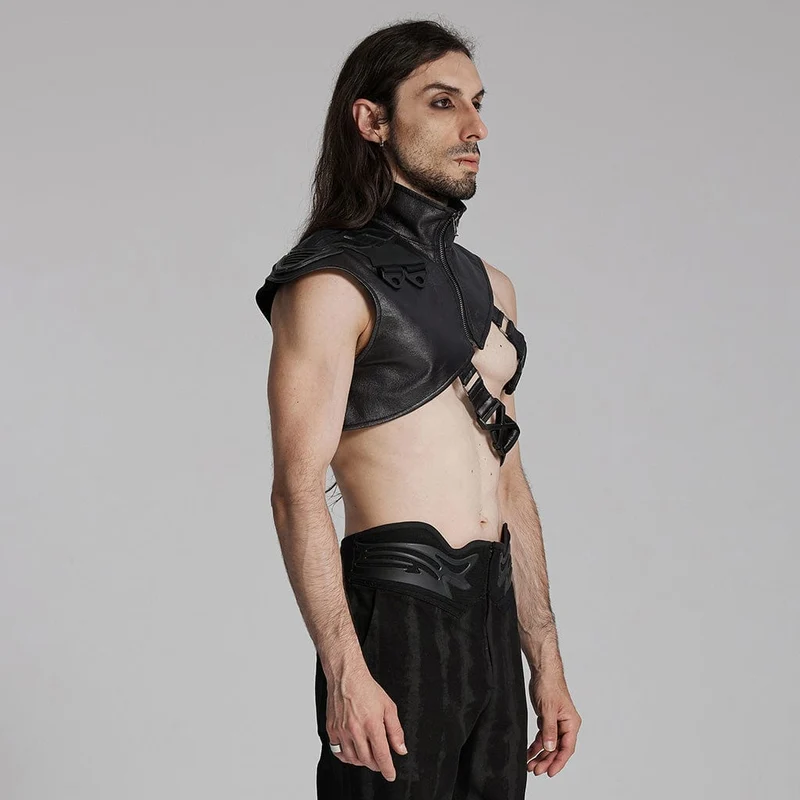 Cyberpunk-Körperharnisch mit Reißverschluss und Schnalle für Herren