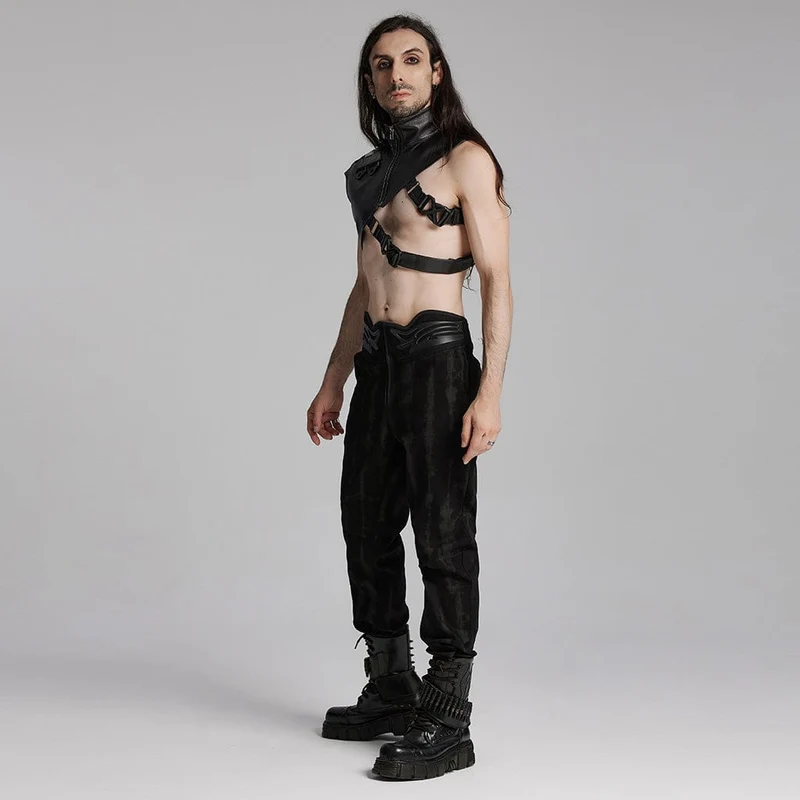 Cyberpunk-Körperharnisch mit Reißverschluss und Schnalle für Herren
