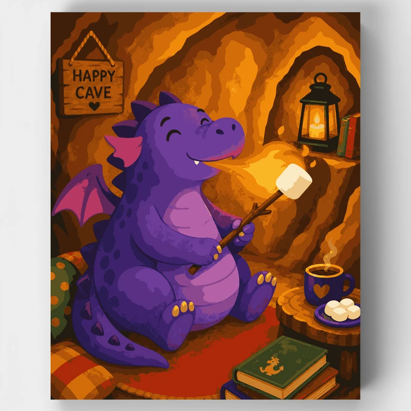 Happy Cave Dragon - Paint by Numbers Kit