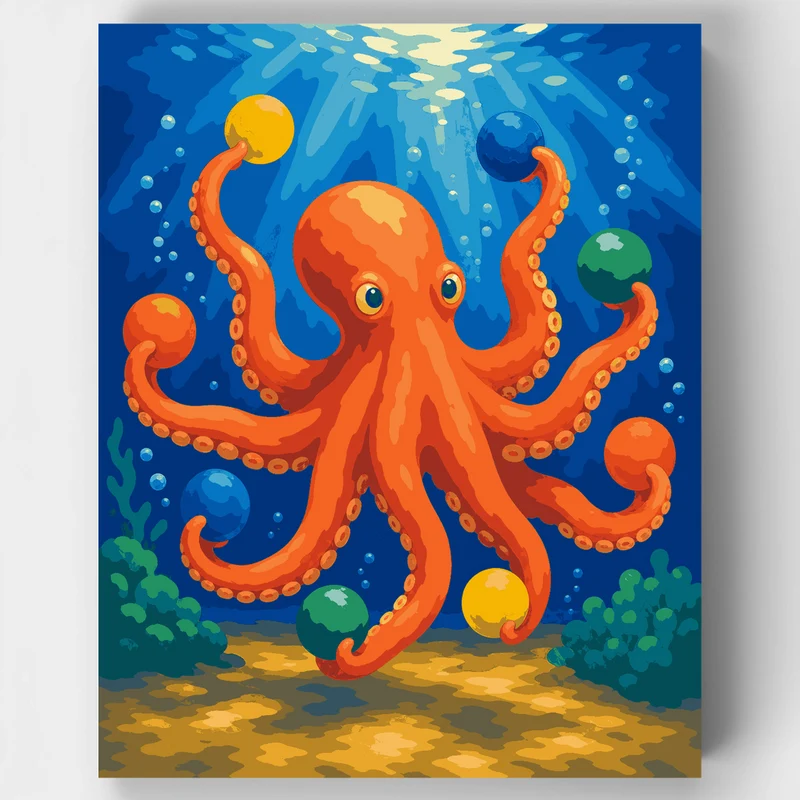 Juggling Octopus - Paint by Numbers Kit