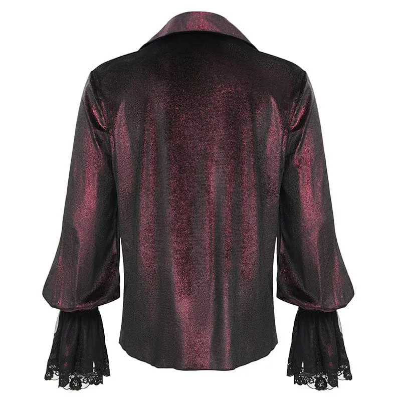 Herren Gothic Schnürhemd mit Kettenspitze Weinrot