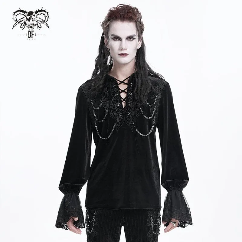 Gothic-Schnürhemd mit Kettenspitze für Herren