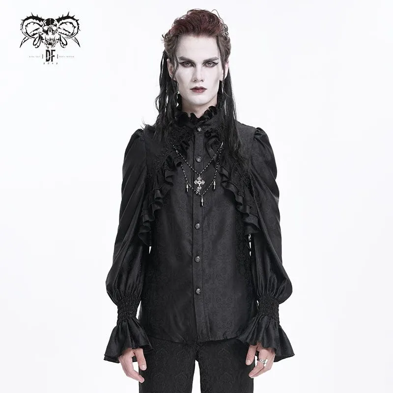 Gothic-Hemd mit Rüschen und Spitzenkreuz für Herren