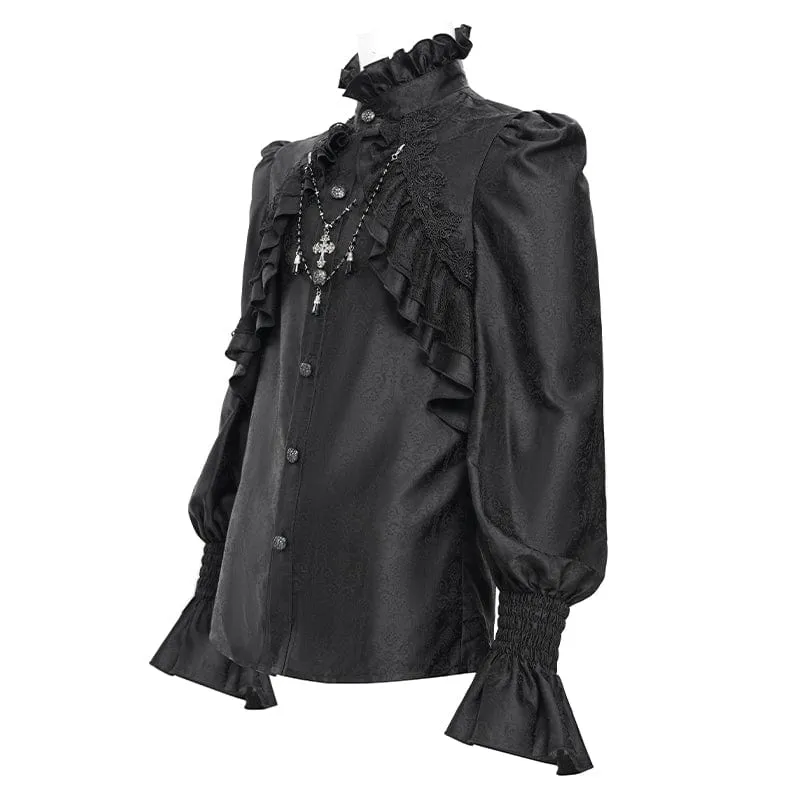 Gothic-Hemd mit Rüschen und Spitzenkreuz für Herren