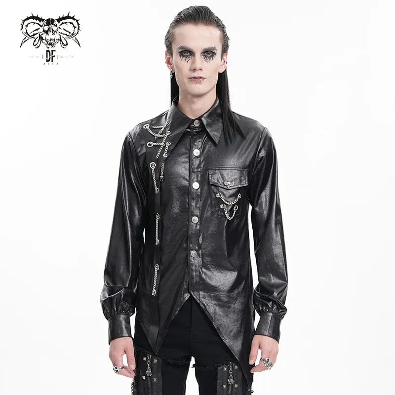 Gothic-Hemd mit Kettenösen und Totenkopf für Herren