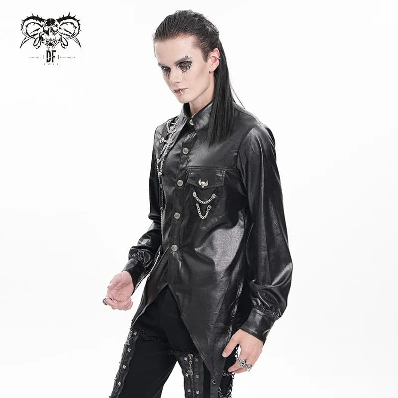 Gothic-Hemd mit Kettenösen und Totenkopf für Herren