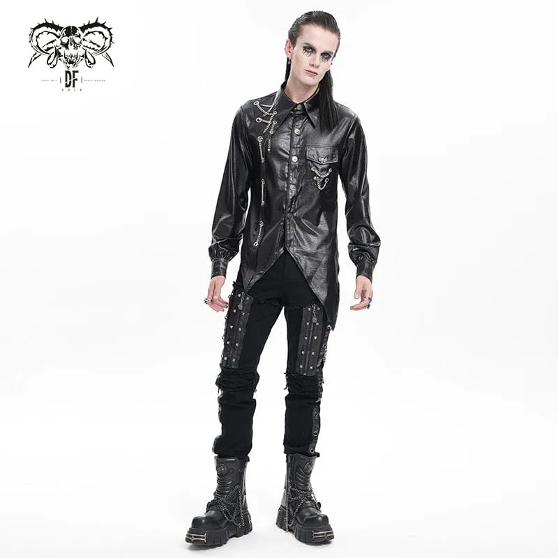 Gothic-Hemd mit Kettenösen und Totenkopf für Herren