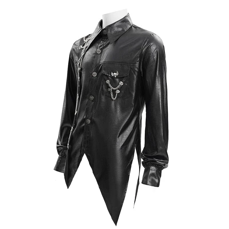 Gothic-Hemd mit Kettenösen und Totenkopf für Herren