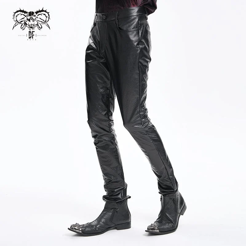 Gothic-Hose aus Kunstleder mit Knöpfen für Herren