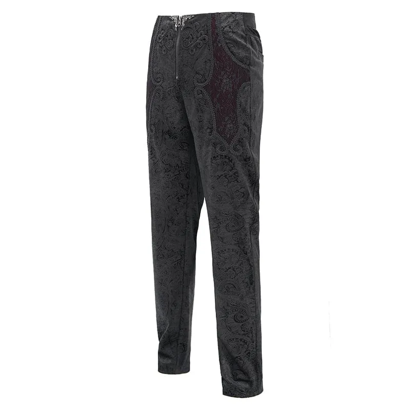 Gothic-Hose mit Reißverschluss und Blumenmuster für Herren