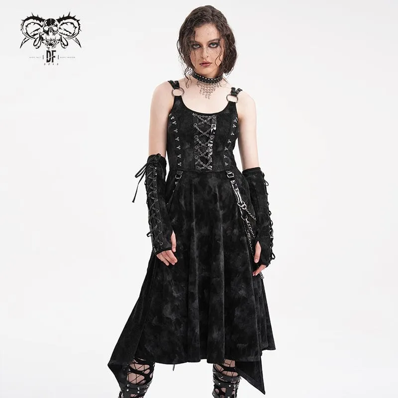Damen Gothic Ketten Ringe Unterkleid mit Handschuhen