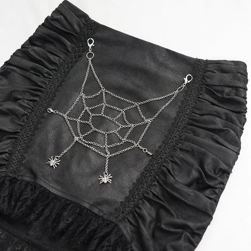 Gothic-Rock aus Kettennetzspitze mit unregelmäßigem Saum für Damen