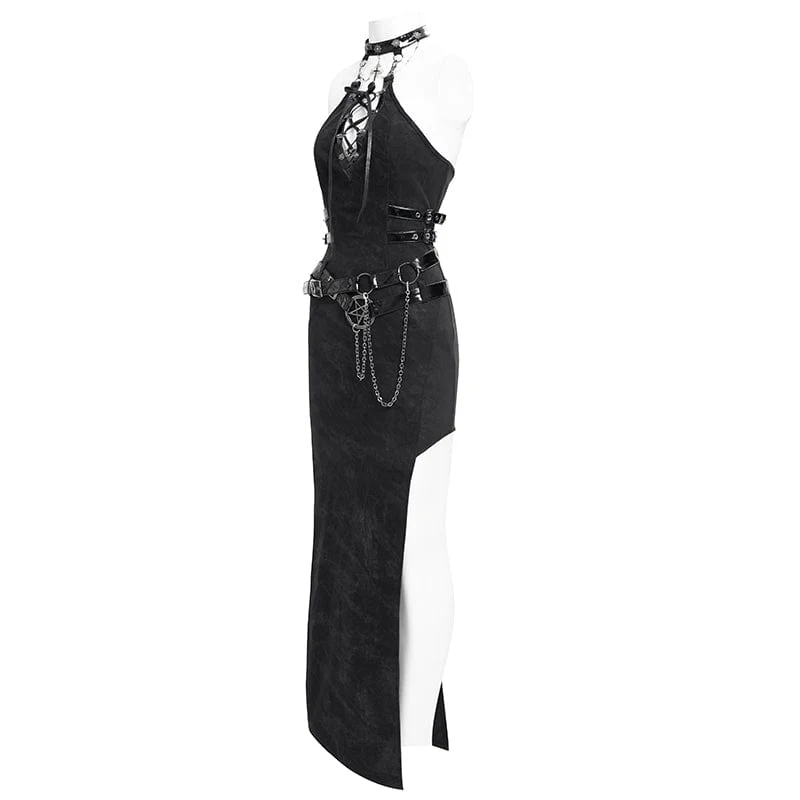 Maxikleid mit Schnalle im Gothic-Stil für Damen