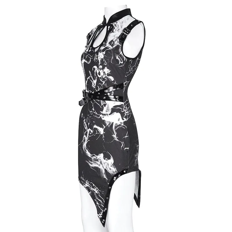 Gothic-Kleid mit Cut-outs und Schnallenverschluss für Damen