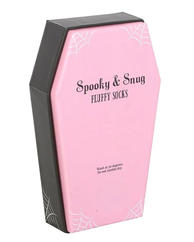 Schwarz & Pink gestreifte Fluffy Socken in Sarg Box