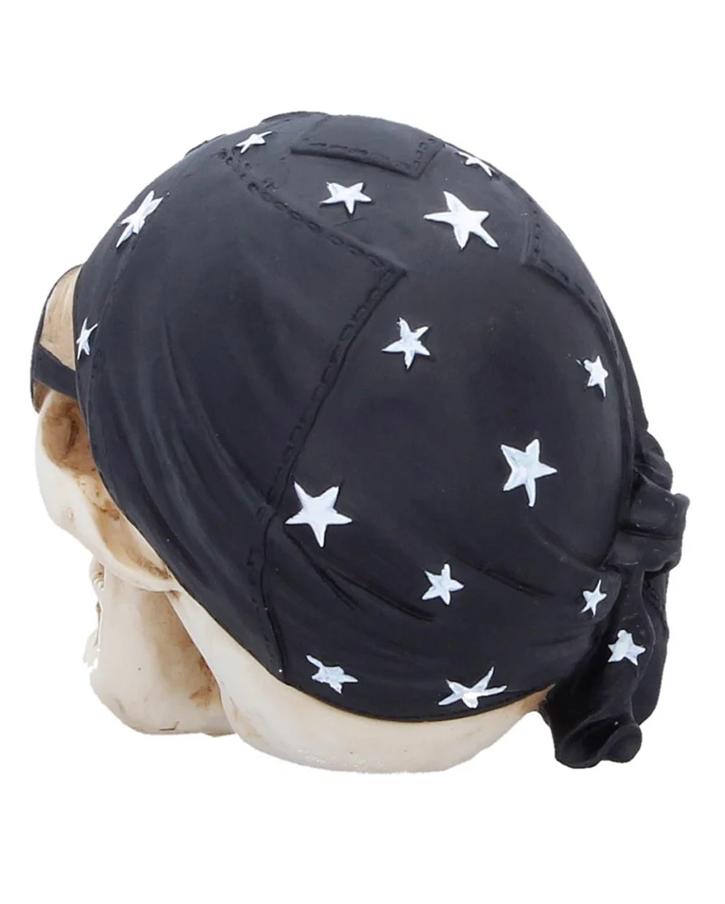Biker Totenschädel mit schwarzem Kopftuch 8cm