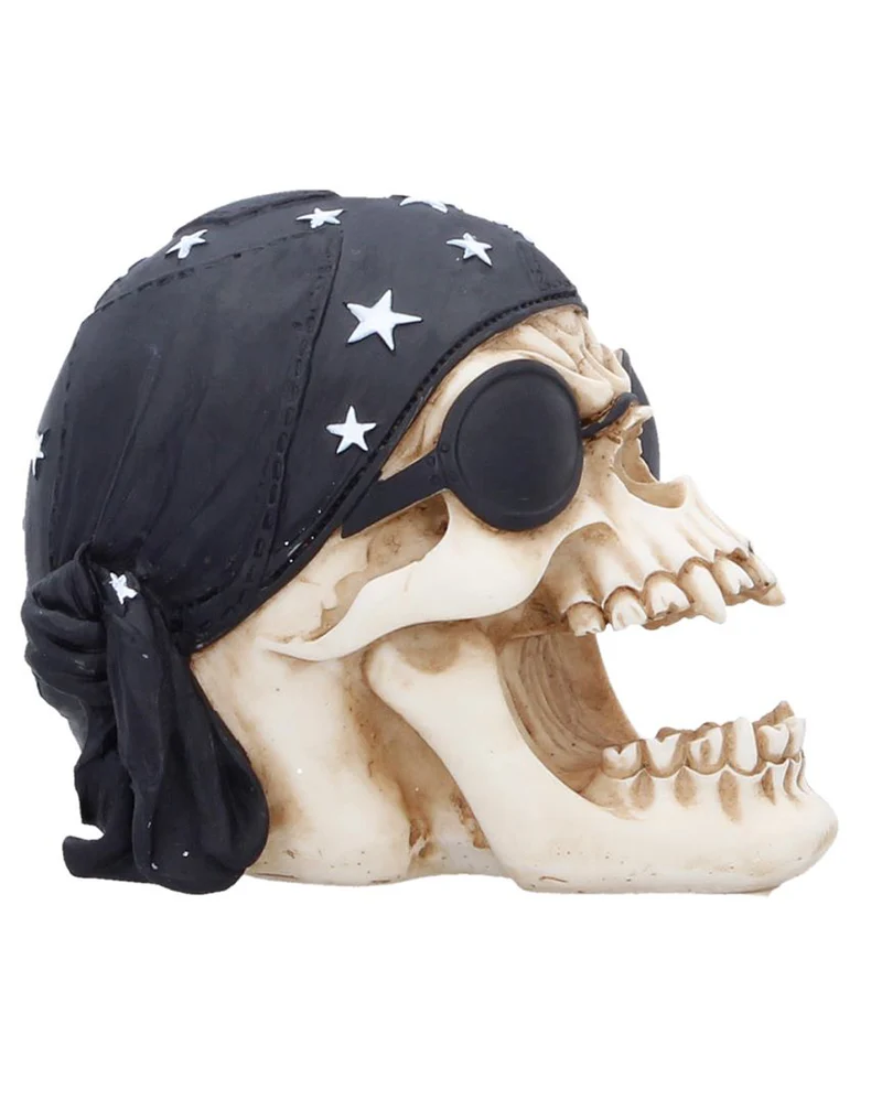 Biker Totenschädel mit schwarzem Kopftuch 8cm
