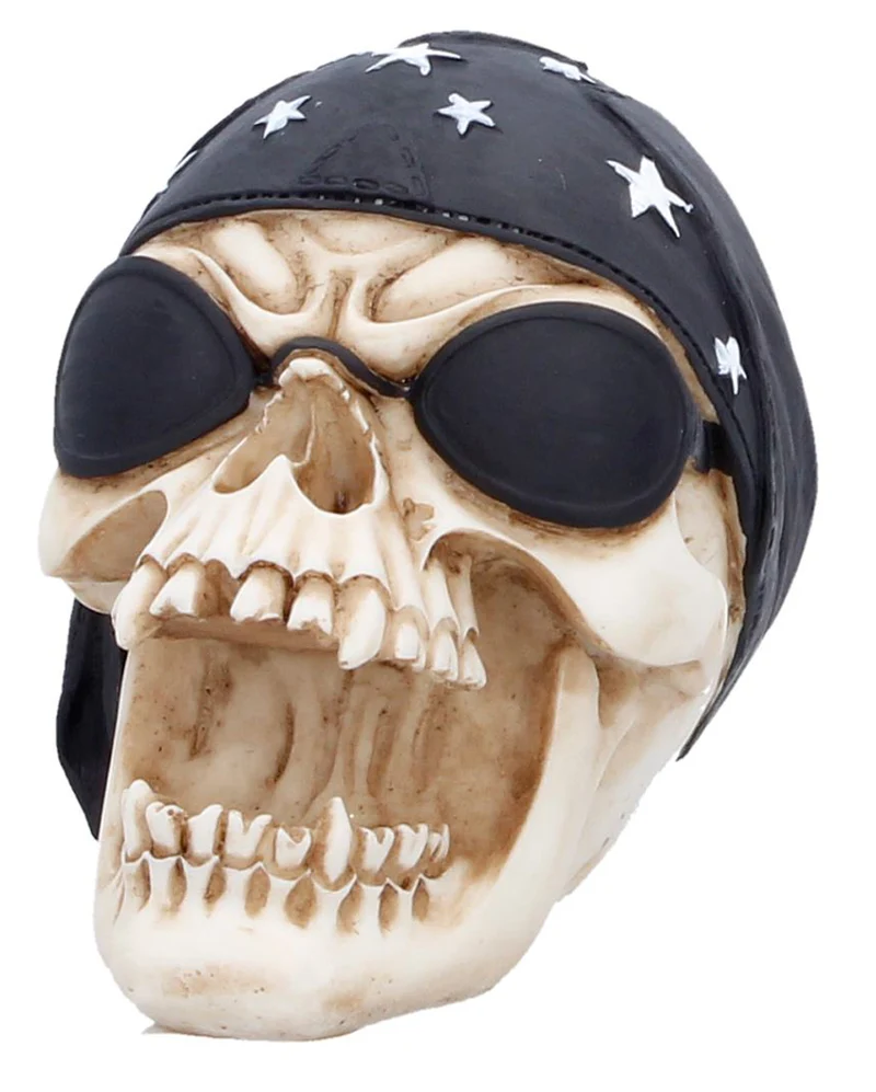 Biker Totenschädel mit schwarzem Kopftuch 8cm