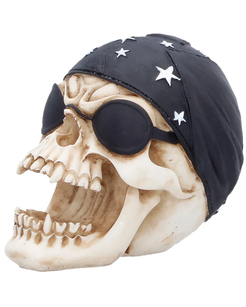 Biker Totenschädel mit schwarzem Kopftuch 8cm