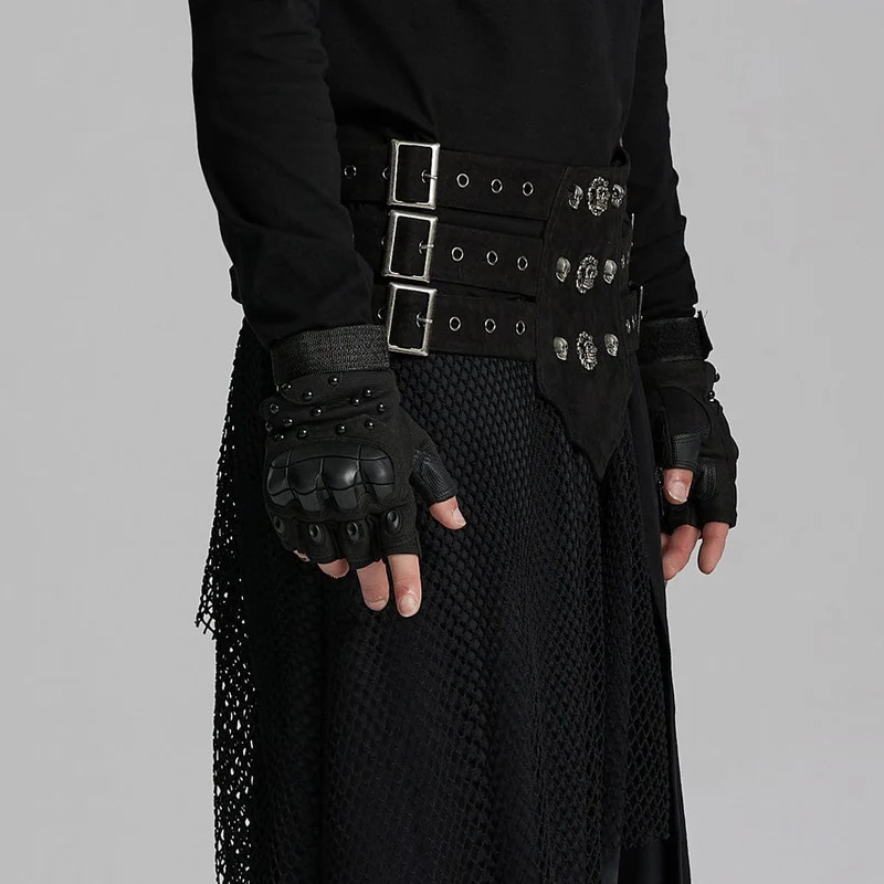 Herrengürtel mit Punk-Totenkopf-Ösen und Schnalle