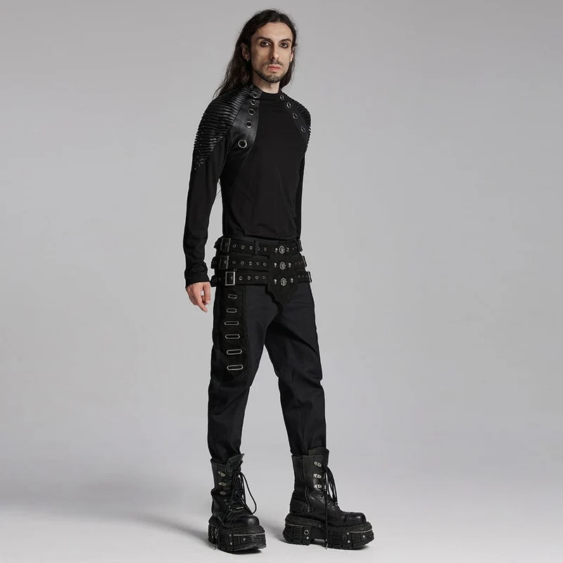 Herrengürtel mit Punk-Totenkopf-Ösen und Schnalle