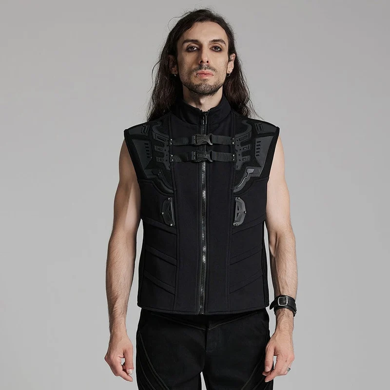 Cyberpunk Bucke-Up-Weste mit Reißverschluss für Herren