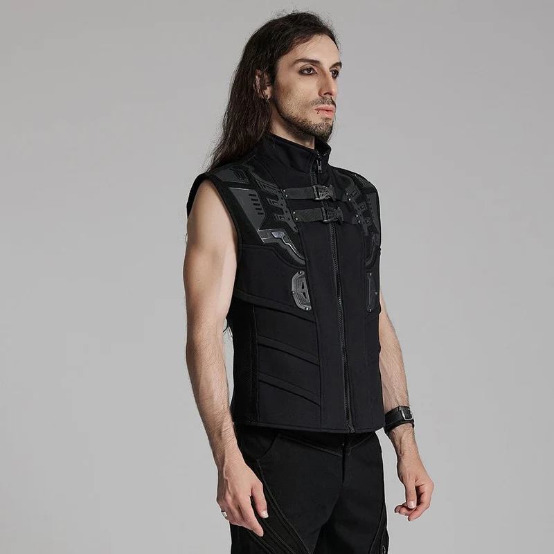 Cyberpunk Bucke-Up-Weste mit Reißverschluss für Herren