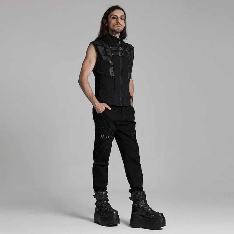 Cyberpunk Bucke-Up-Weste mit Reißverschluss für Herren