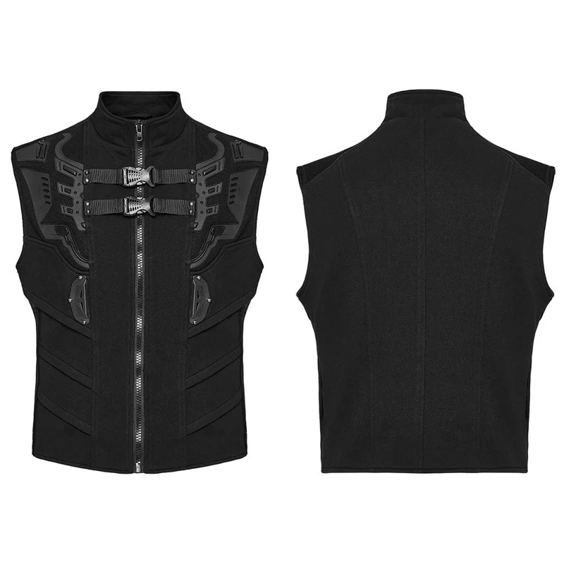 Cyberpunk Bucke-Up-Weste mit Reißverschluss für Herren