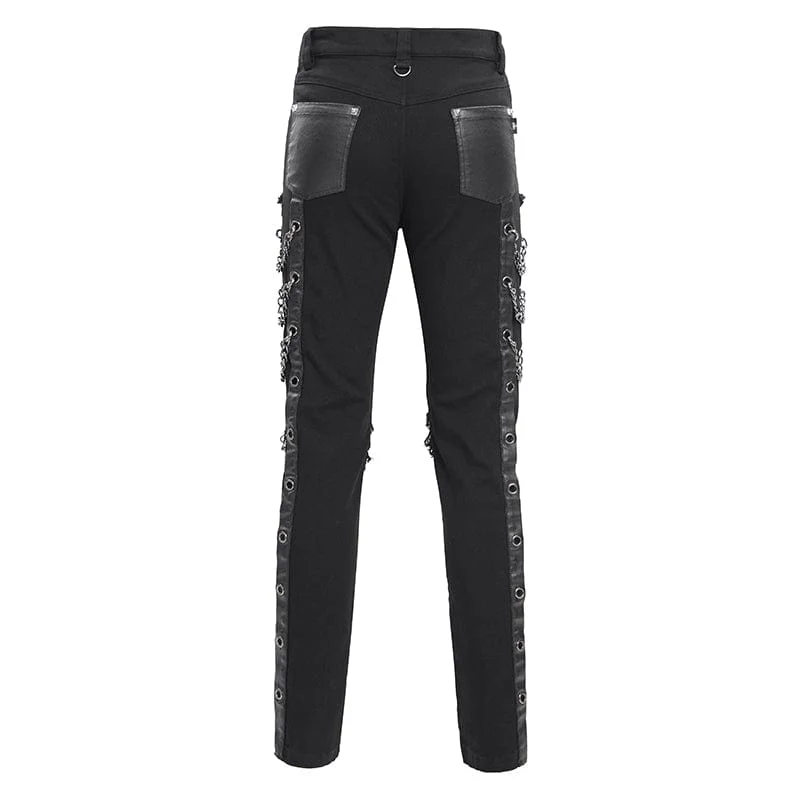 Herren Gothic Ösen Ketten Nieten Hose