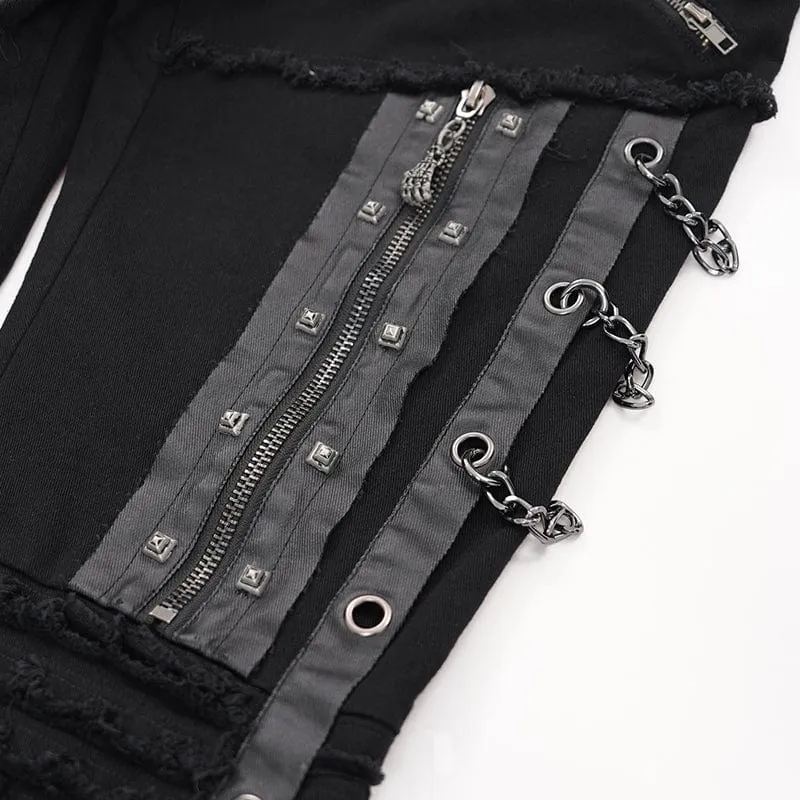 Herren Gothic Ösen Ketten Nieten Hose