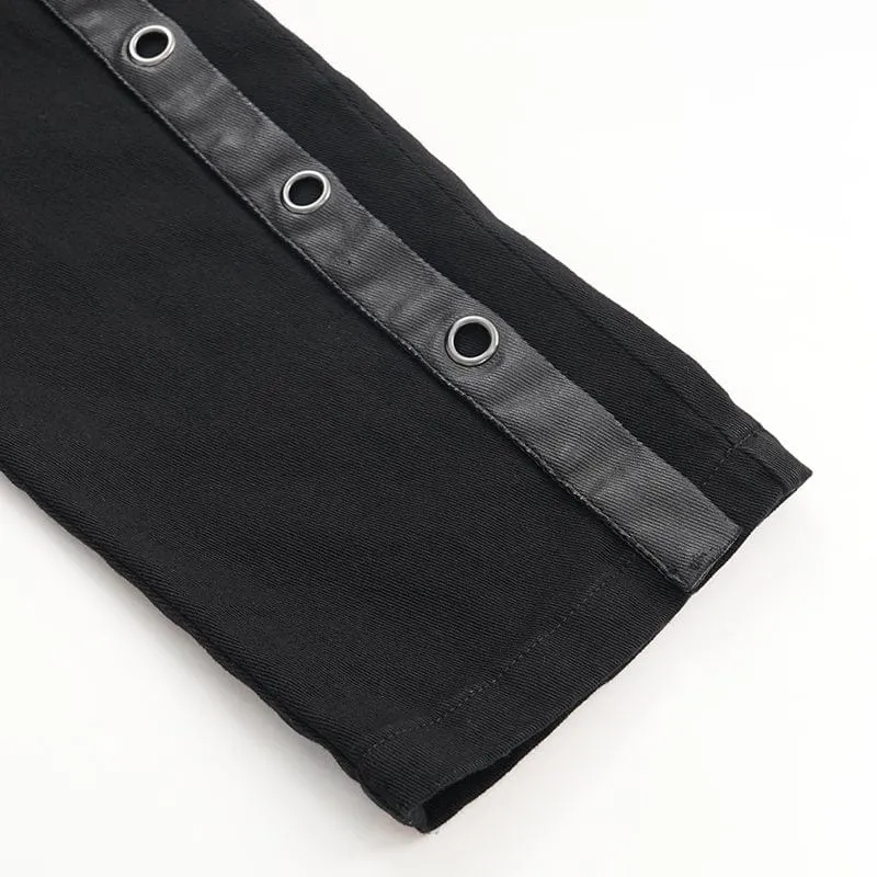 Herren Gothic Ösen Ketten Nieten Hose