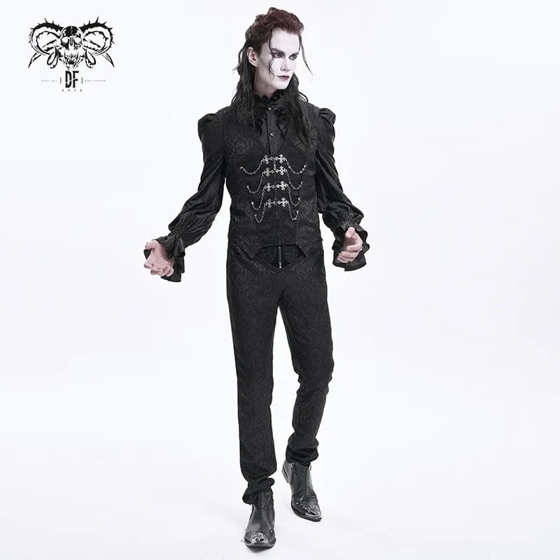 Herrenhose mit Reißverschluss und Blumenmuster im Gothic-Stil