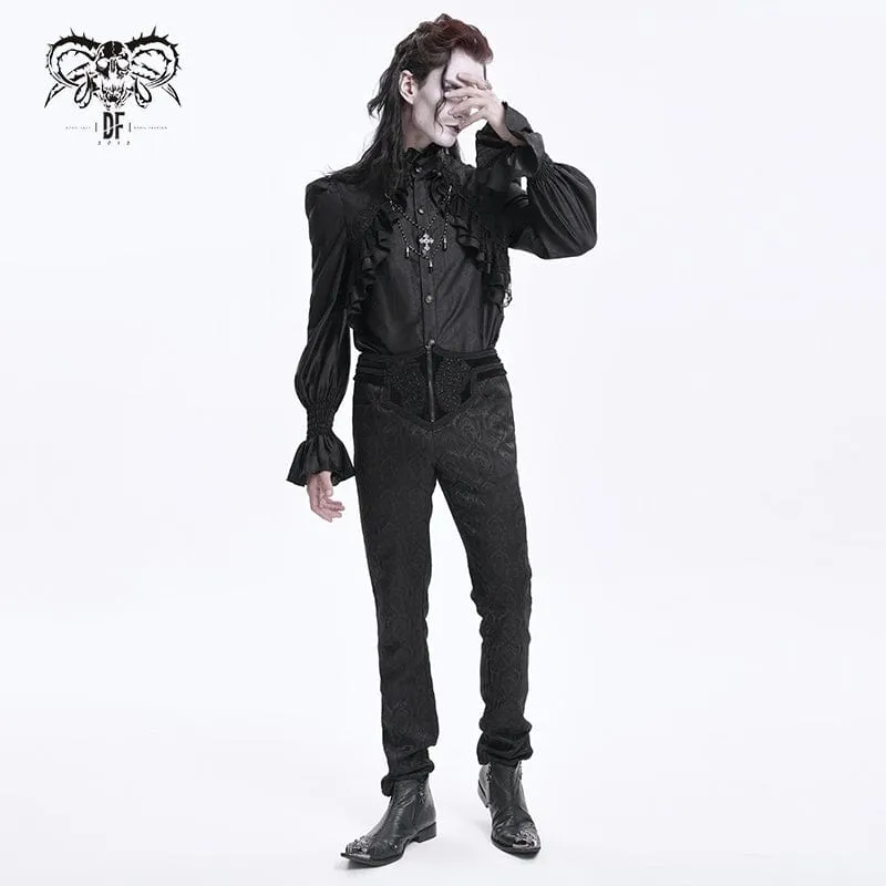 Herrenhose mit Reißverschluss und Blumenmuster im Gothic-Stil