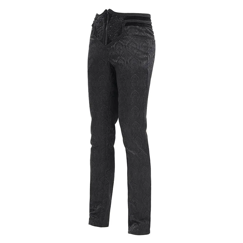 Herrenhose mit Reißverschluss und Blumenmuster im Gothic-Stil