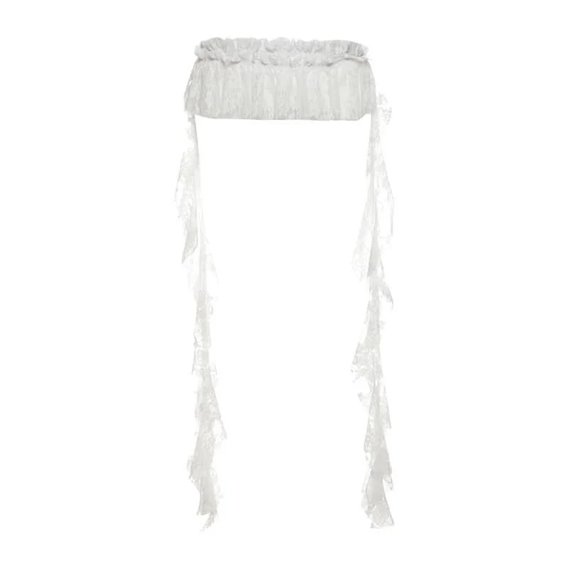 Lace ruffle ruched decor belt