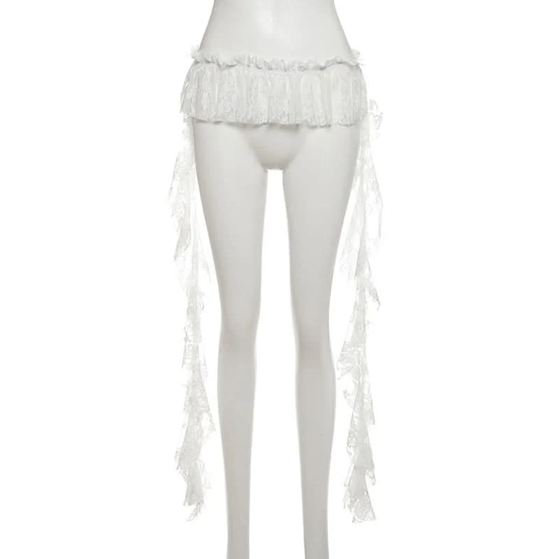 Lace ruffle ruched decor belt