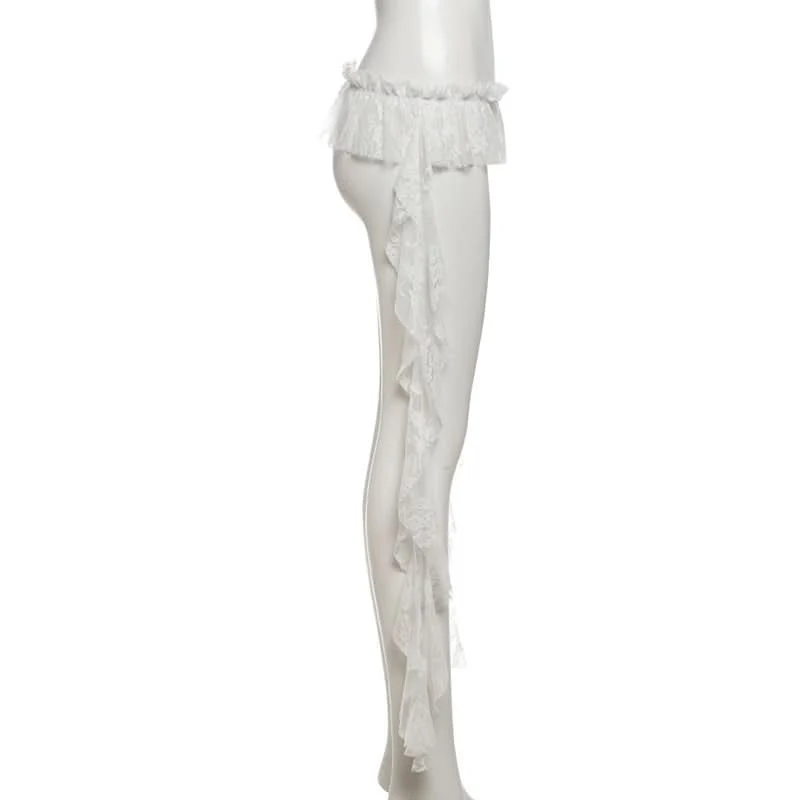 Lace ruffle ruched decor belt