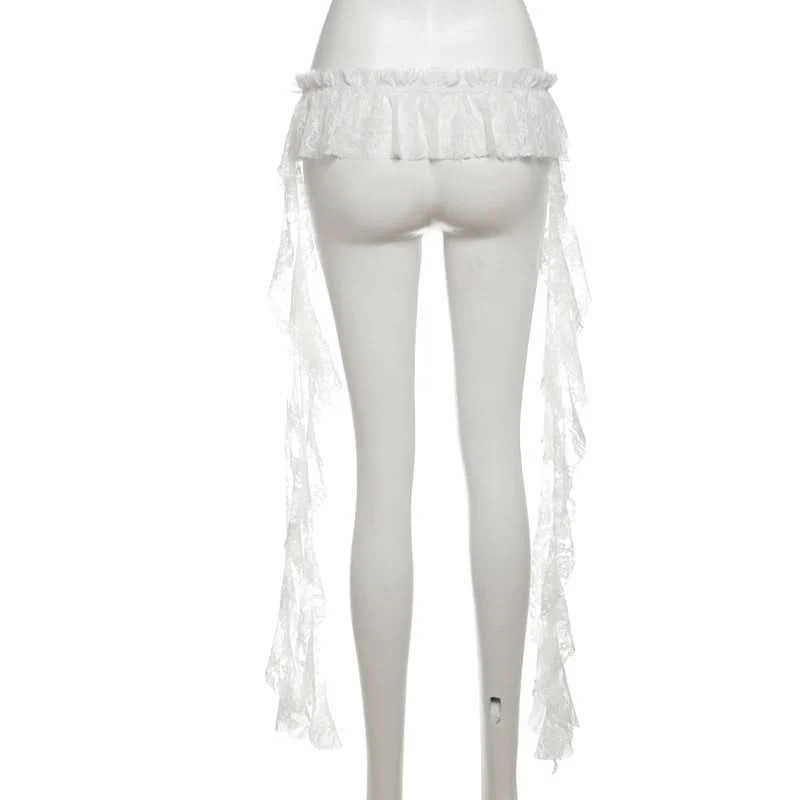 Lace ruffle ruched decor belt