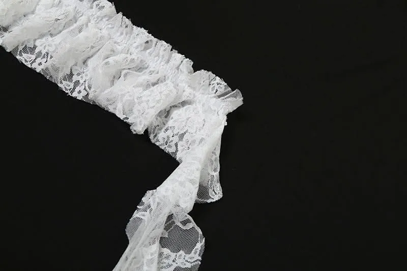 Lace ruffle ruched decor belt