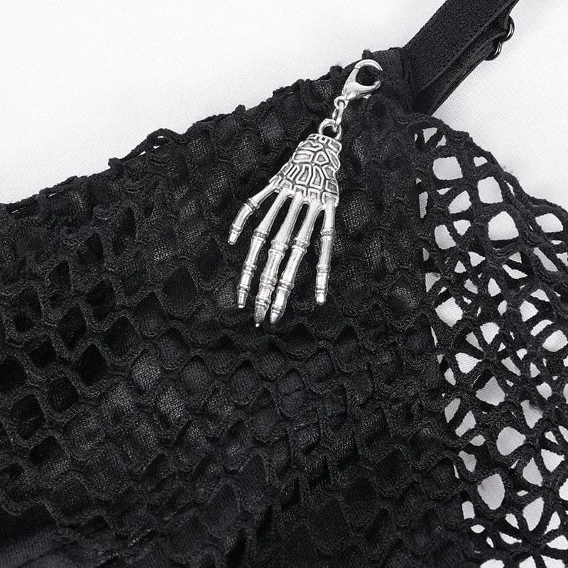Gothic-Unterkleid aus Netzstoff mit Schnürung und unregelmäßiger Passform für Damen