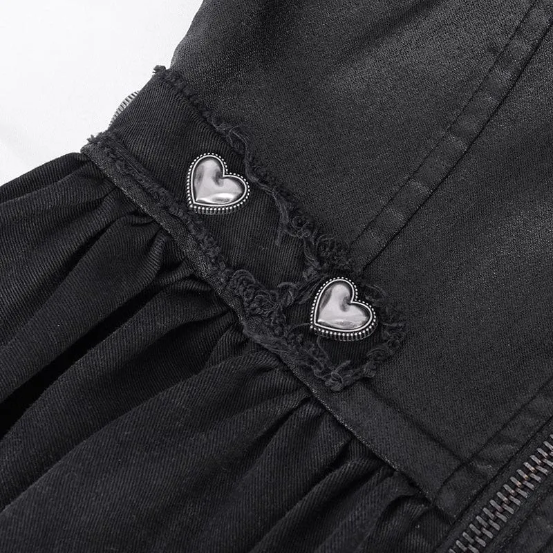 Gothic-Unterkleid aus Netzstoff mit Schnürung und unregelmäßiger Passform für Damen