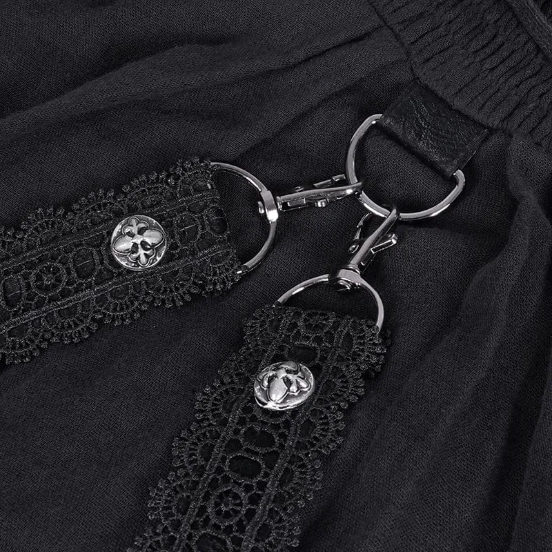Gothic Maxikleid mit Cut-out und Spitzenträgern für Damen