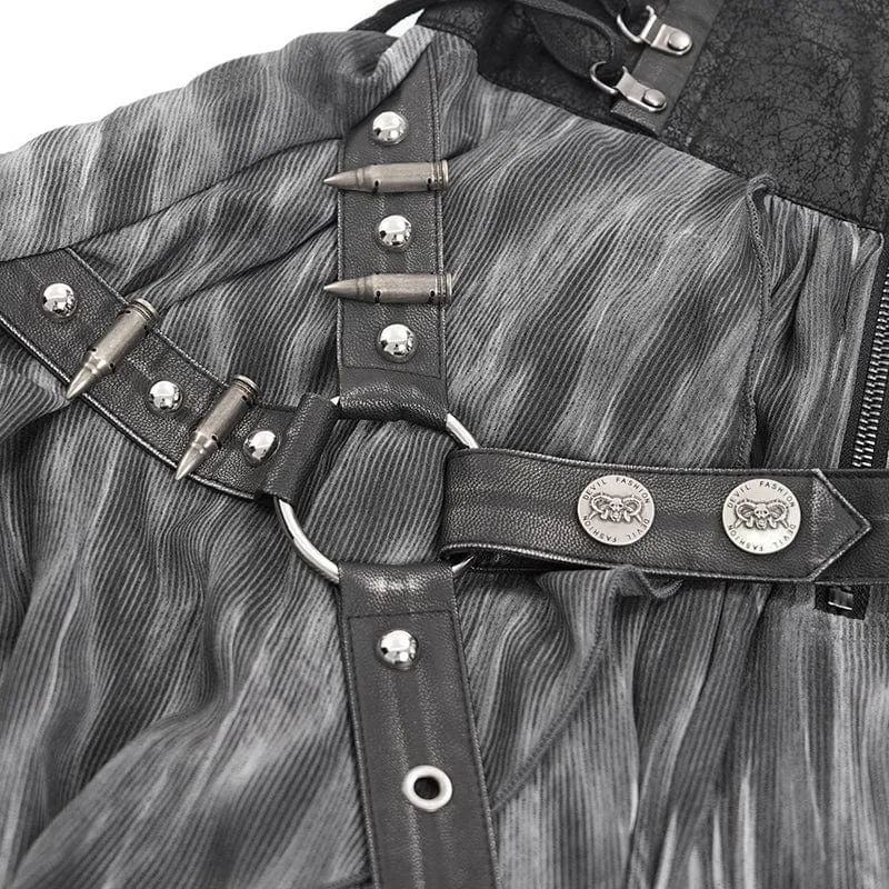Gothic-Langrock mit Schnürung, Ösen und Nieten für Damen