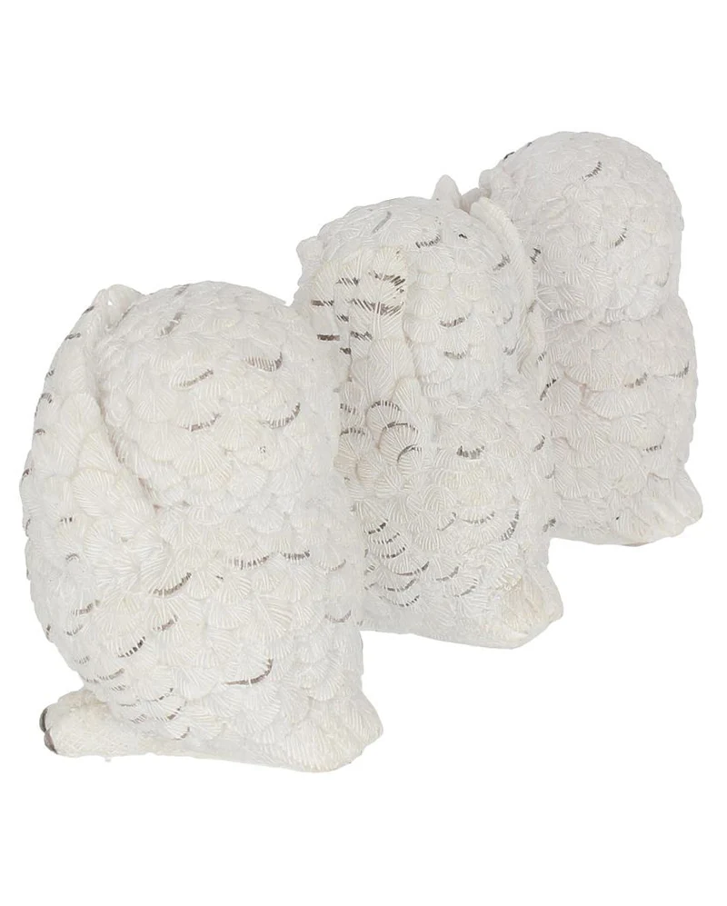 Drei weise Schneeeulen 8cm